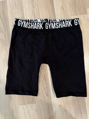 Gymshark Black High-Rise Biker Shorts with White Branded Waistband